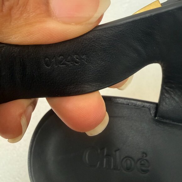 Chloé Rebecca leather sandals Black and Gold Wedge Sz 41 US 11 NEW - Picture 7 of 12
